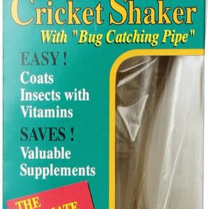 Cricket Shaker filled with live crickets for feeding reptiles or fishing bait.
