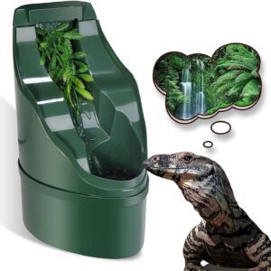 Chameleon drinking water from Cantina Drinking Fountain Water Dripper, designed specifically for reptile hydration