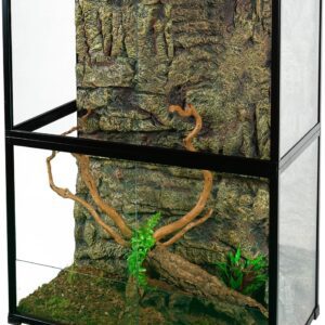 REPTIZOO 135 Gallon Glass Reptile Terrarium Tank filled with tropical plants and reptiles, perfect for creating a natural habitat